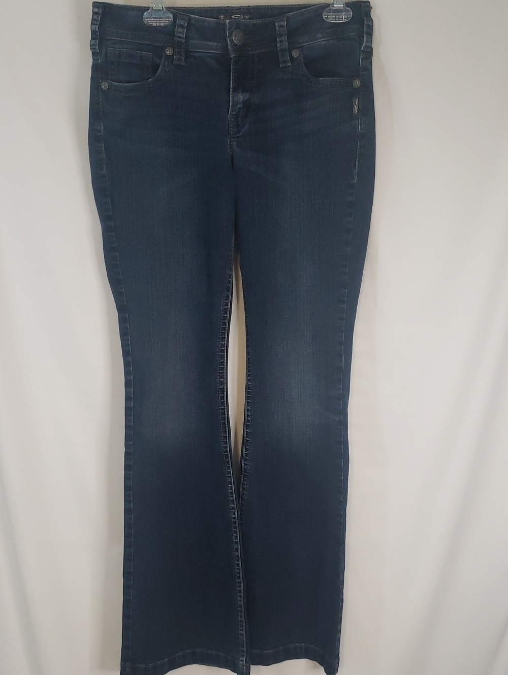 Silver Jeans Women's Suki Mid Flare Dark Blue Jeans, W31/L34 (Size 8)